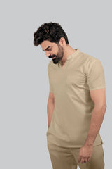 Scrubfit Wear ban neck design Scrubs - Men (Beige)