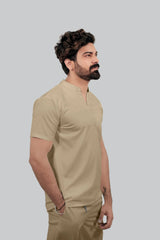 Scrubfit Wear ban neck design Scrubs - Men (Beige)