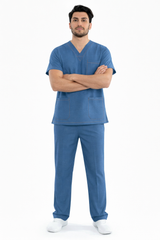 Denim-Texture Scrub Suit