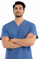 Denim-Texture Scrub Suit