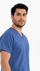 Denim-Texture Scrub Suit