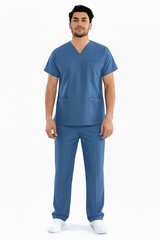 Denim-Texture Scrub Suit