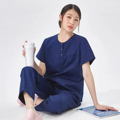 women Scrub Suit (Round Neck) Navy Blue