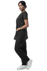 Classic Women's 6-Pocket Blue Scrub Suit