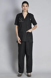 Classic Women's 3-Pocket Black Scrub Suit