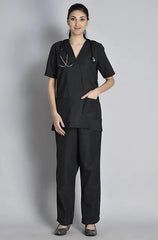 Classic Women's 3-Pocket Black Scrub Suit