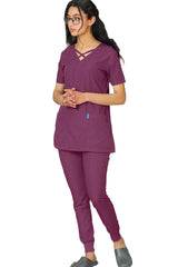 FEMALE CROSS SCRUB V-NECK CROSS SCRUB SUIT