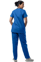 Classic Women's 6-Pocket Blue Scrub Suit