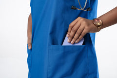 Classic Women's 6-Pocket Blue Scrub Suit