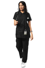 Classic Women's 6-Pocket Blue Scrub Suit